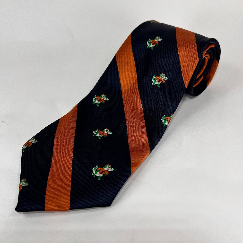 Vtg Florida Gators Necktie Navy Blue Orange Logo Campus Classics Men's Tie